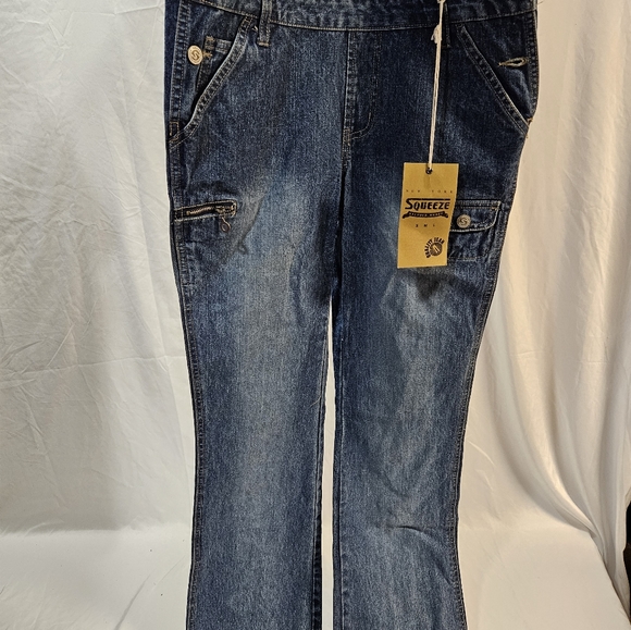 Women’s Stephen Hardy Squeeze Blue Denim Overalls Medium Stone Sandblast 7/8 NWT - Picture 2 of 8